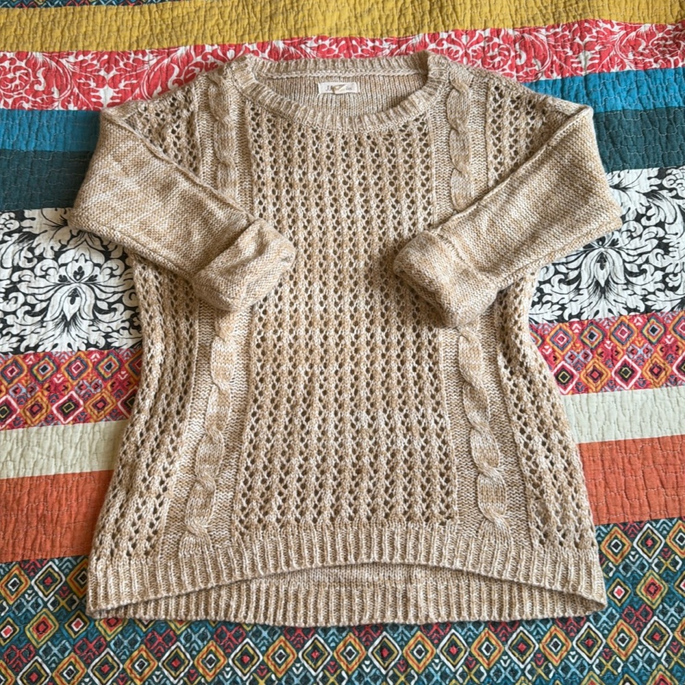 JJ Basics beige sweater Medium